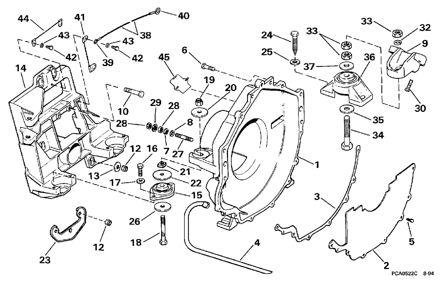 TRANSOM PLATE, FLYWHEEL HOUSING & MOUNTS