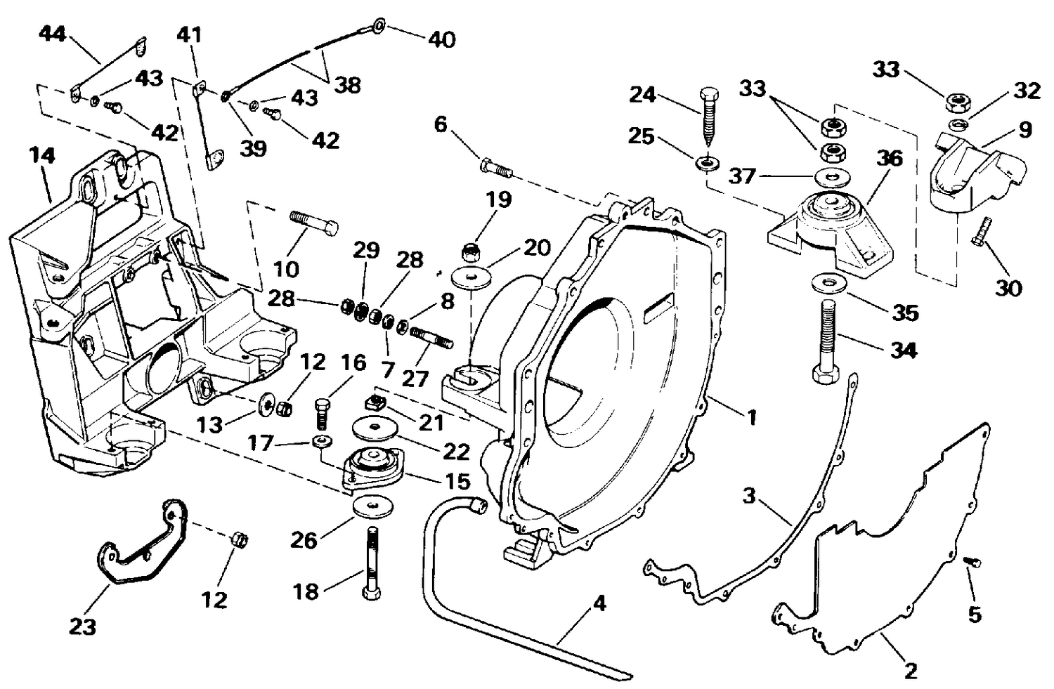 TRANSOM PLATE, FLYWHEEL HOUSING & MOUNTS