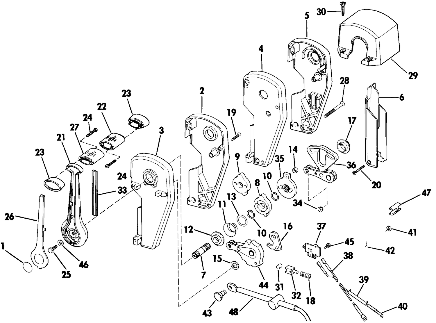 REMOTE CONTROL ASSEMBLY - BINNACLE MOUNT, DUAL LEVER