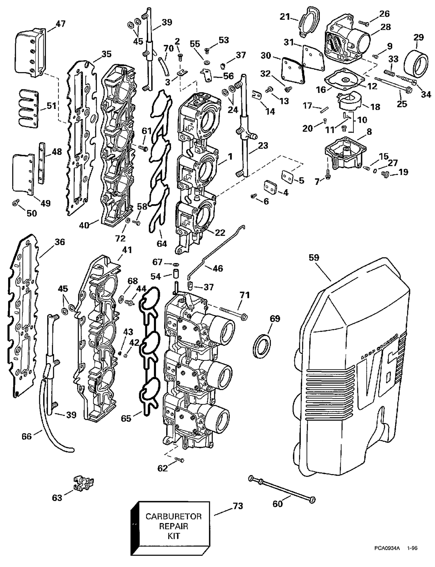 CARBURETOR & INTAKE MANIFOLD - 175 H.P.