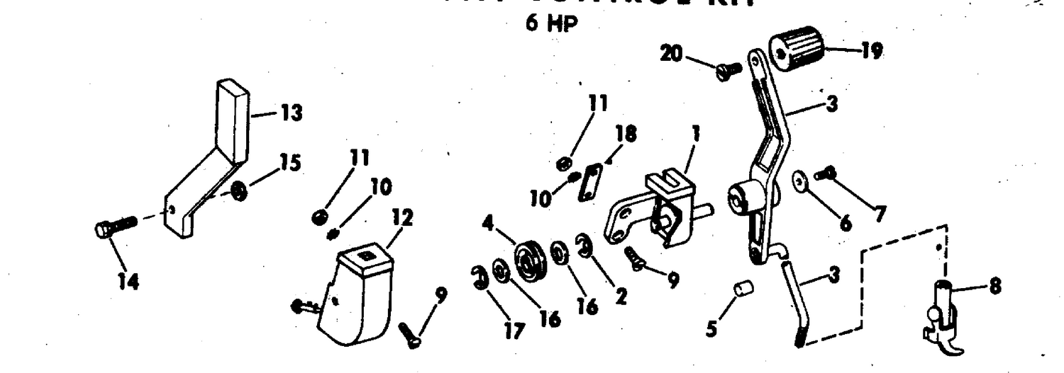 TOP MOUNT CONTROL KIT 6 HP P/N 171797