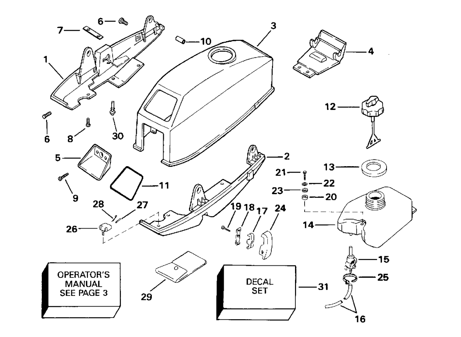 MOTOR COVER - JOHNSON / EVINRUDE & INTEGRAL FUEL TANK
