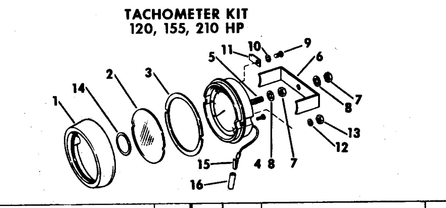 TACHOMETER KIT 120, 155, 210 HP