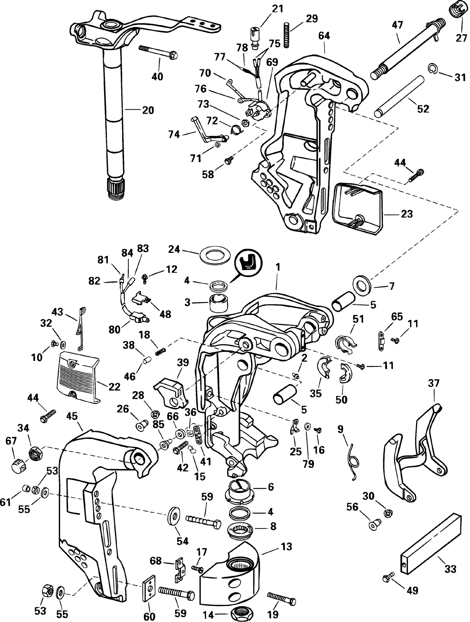 STERN & SWIVEL BRACKET - 105WP MODELS