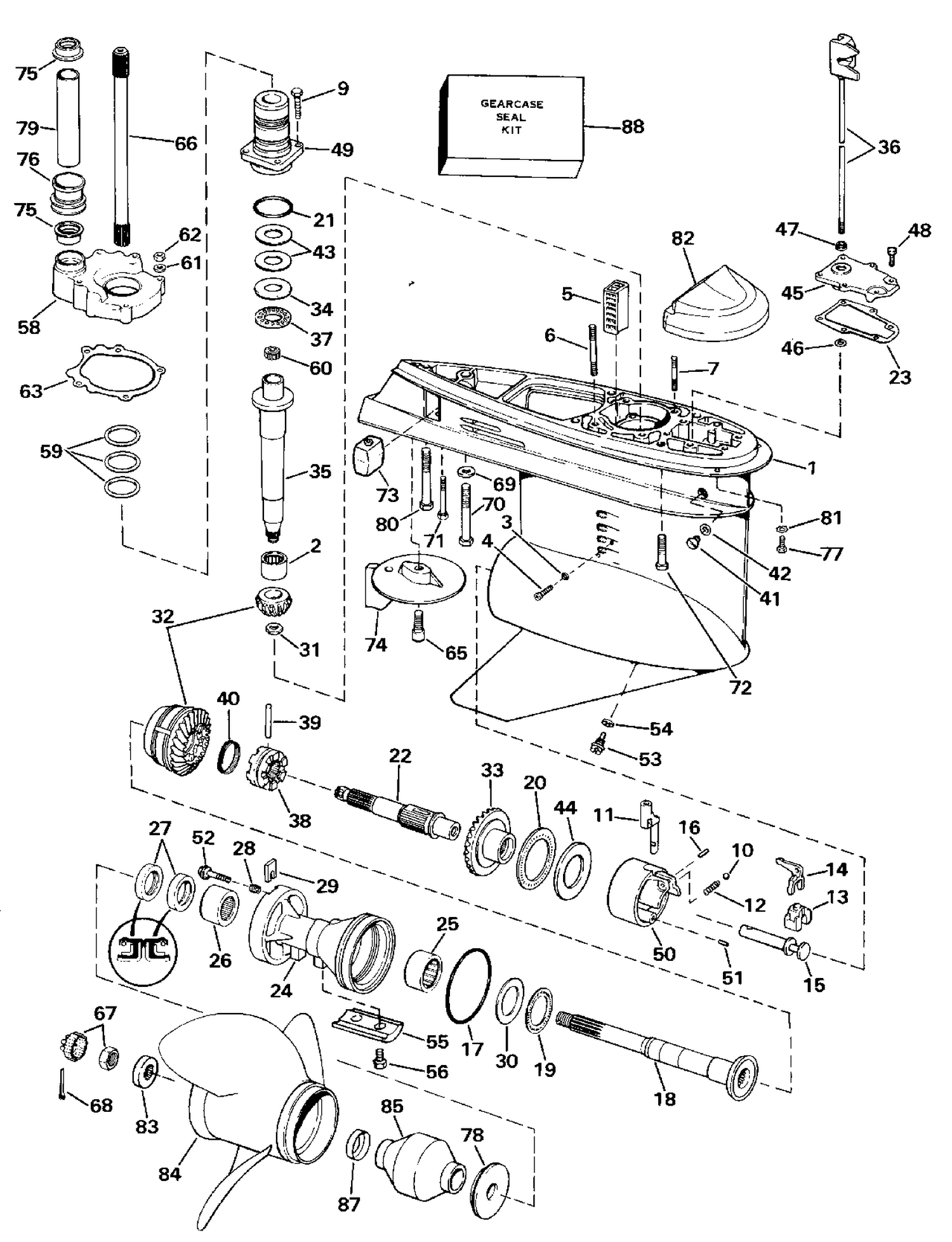 LOWER GEARCASE-COUNTER (L.H.) ROTATION