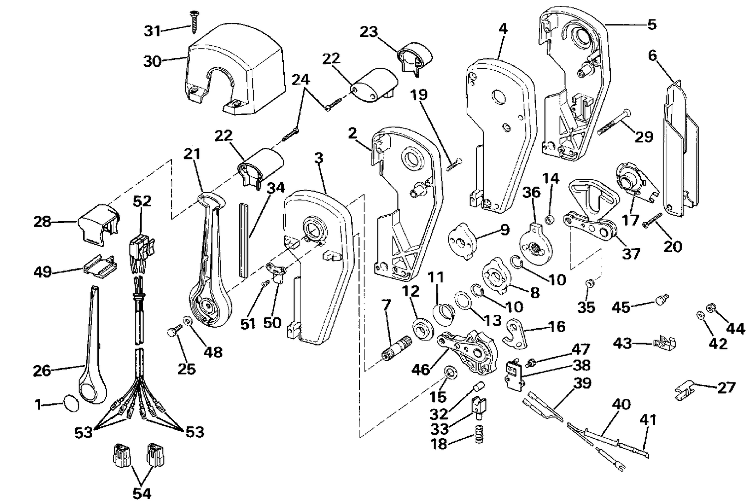 REMOTE CONTROL ASSEMBLY - BINNACLE MOUNT, DUAL LEVER