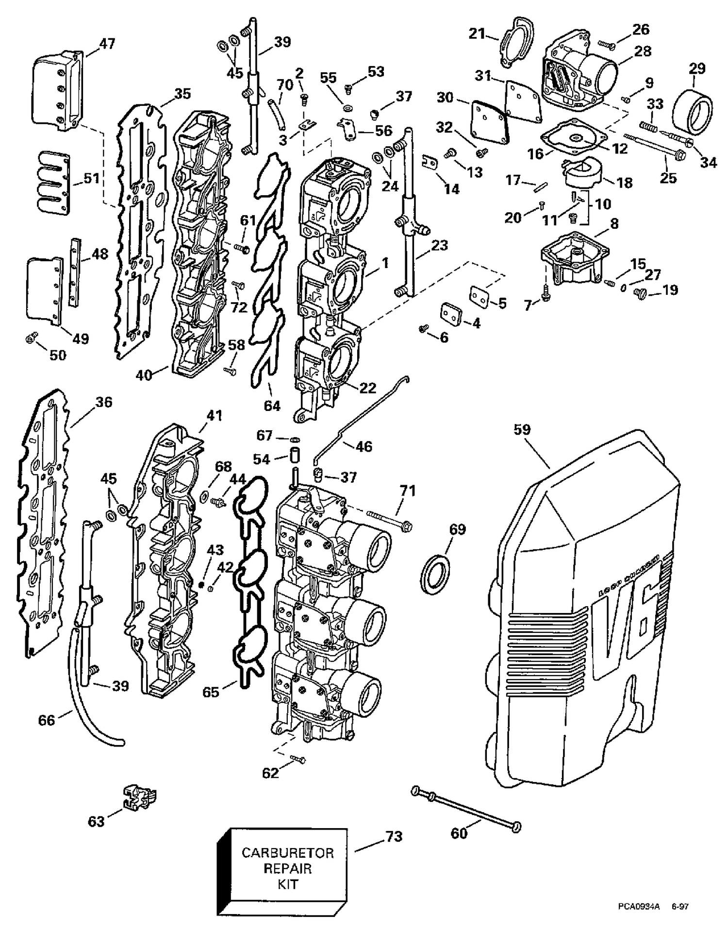 CARBURETOR & INTAKE MANIFOLD -- 150 HP
