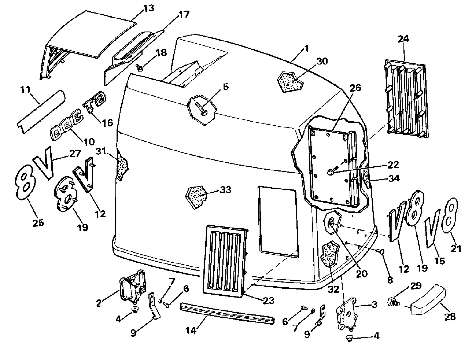 ENGINE COVER - JOHNSON 300 MODELS
