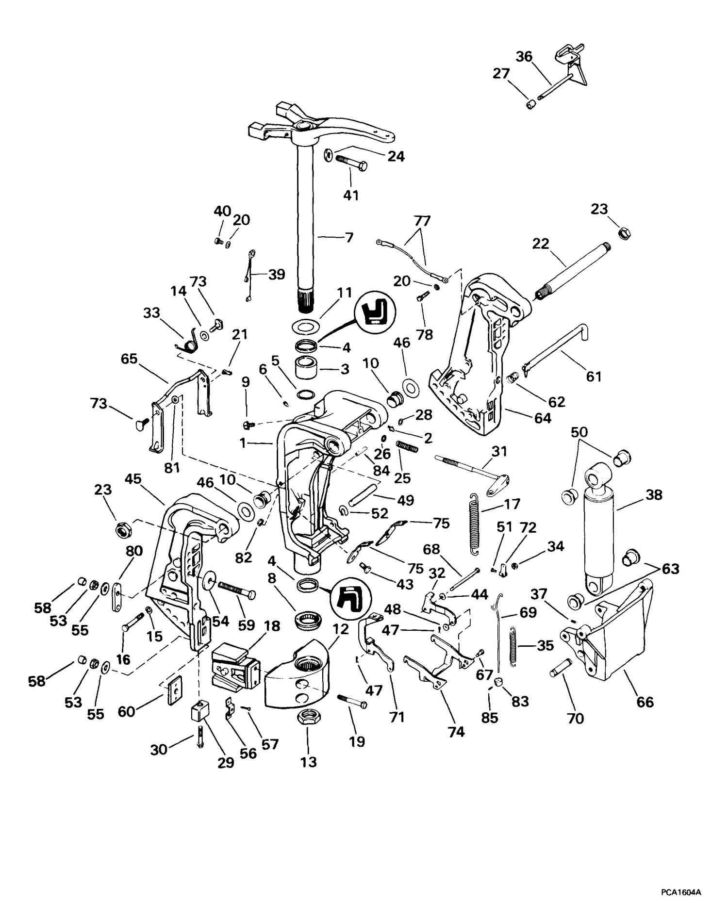 STERN & SWIVEL BRACKET -- 105WE MODELS