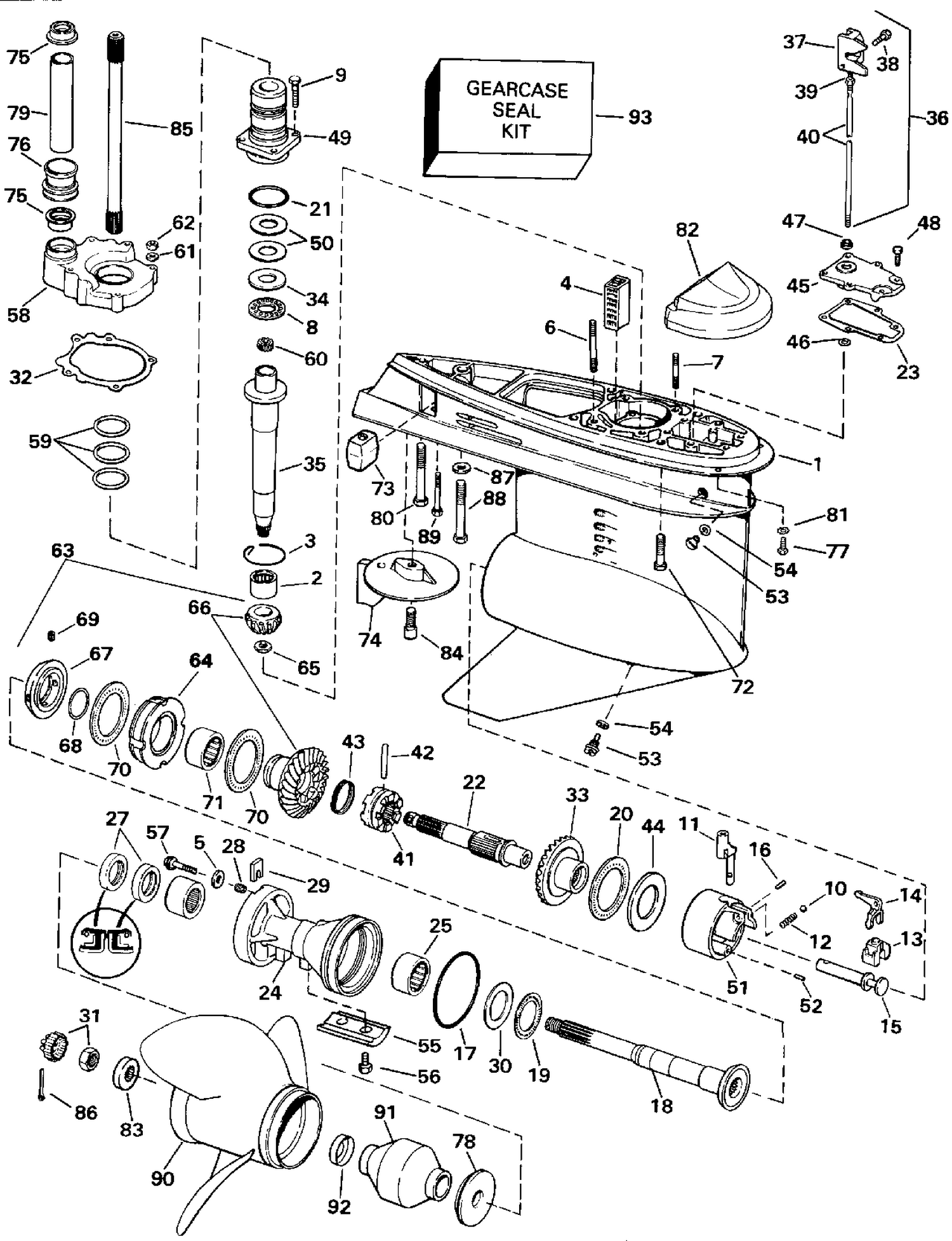 LOWER GEARCASE - COUNTER (L.H.) ROTATION