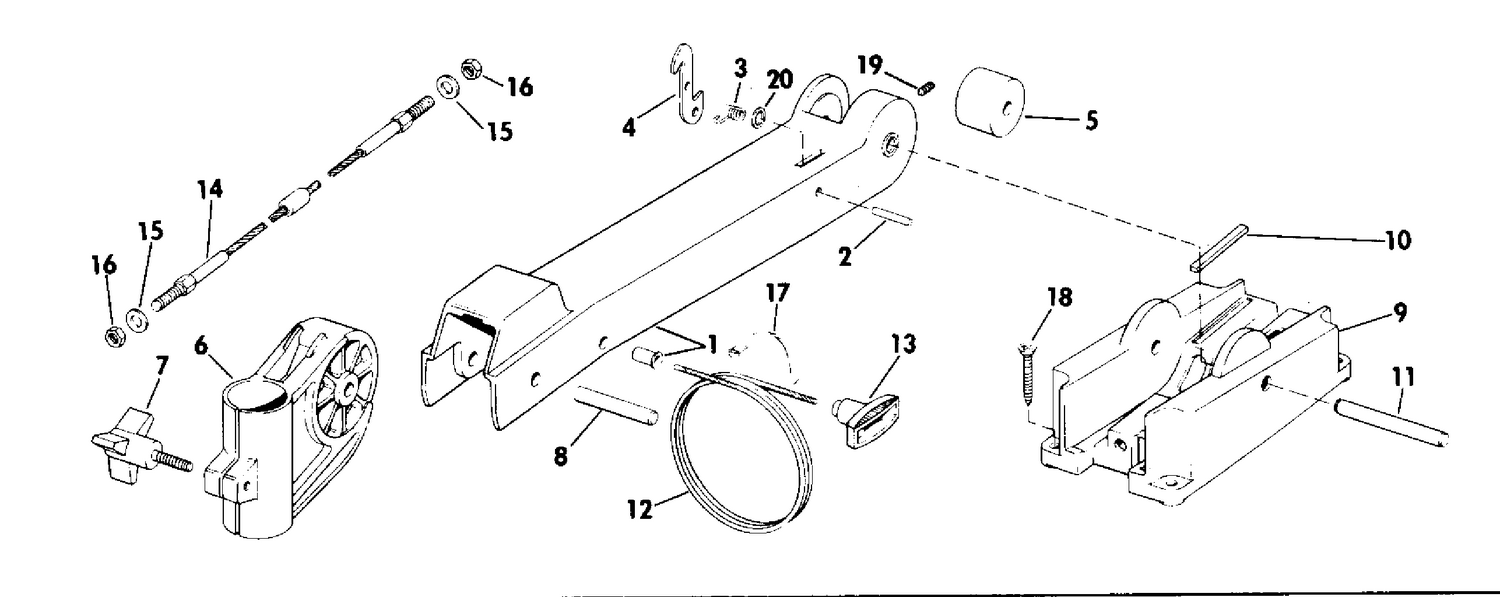 BOW ARM AND DECK BRACKET GROUP
