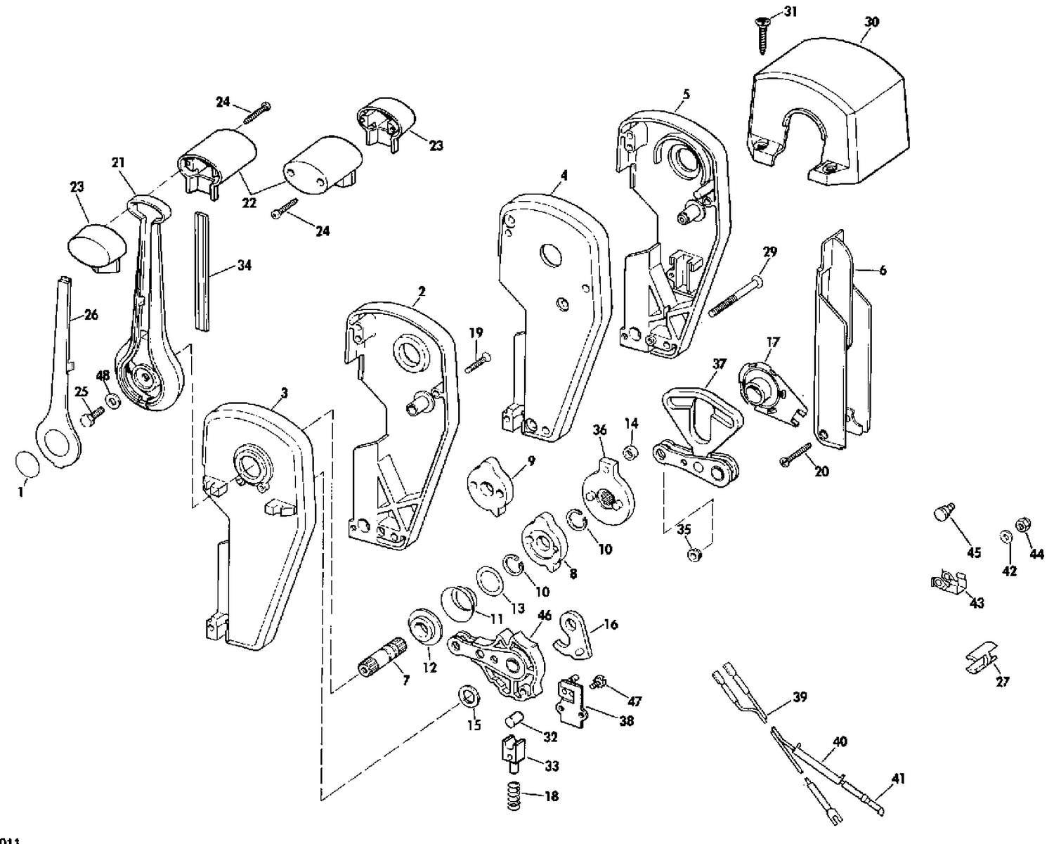 REMOTE CONTROL ASSEMBLY - BINNACLE MOUNT, DUAL LEVER