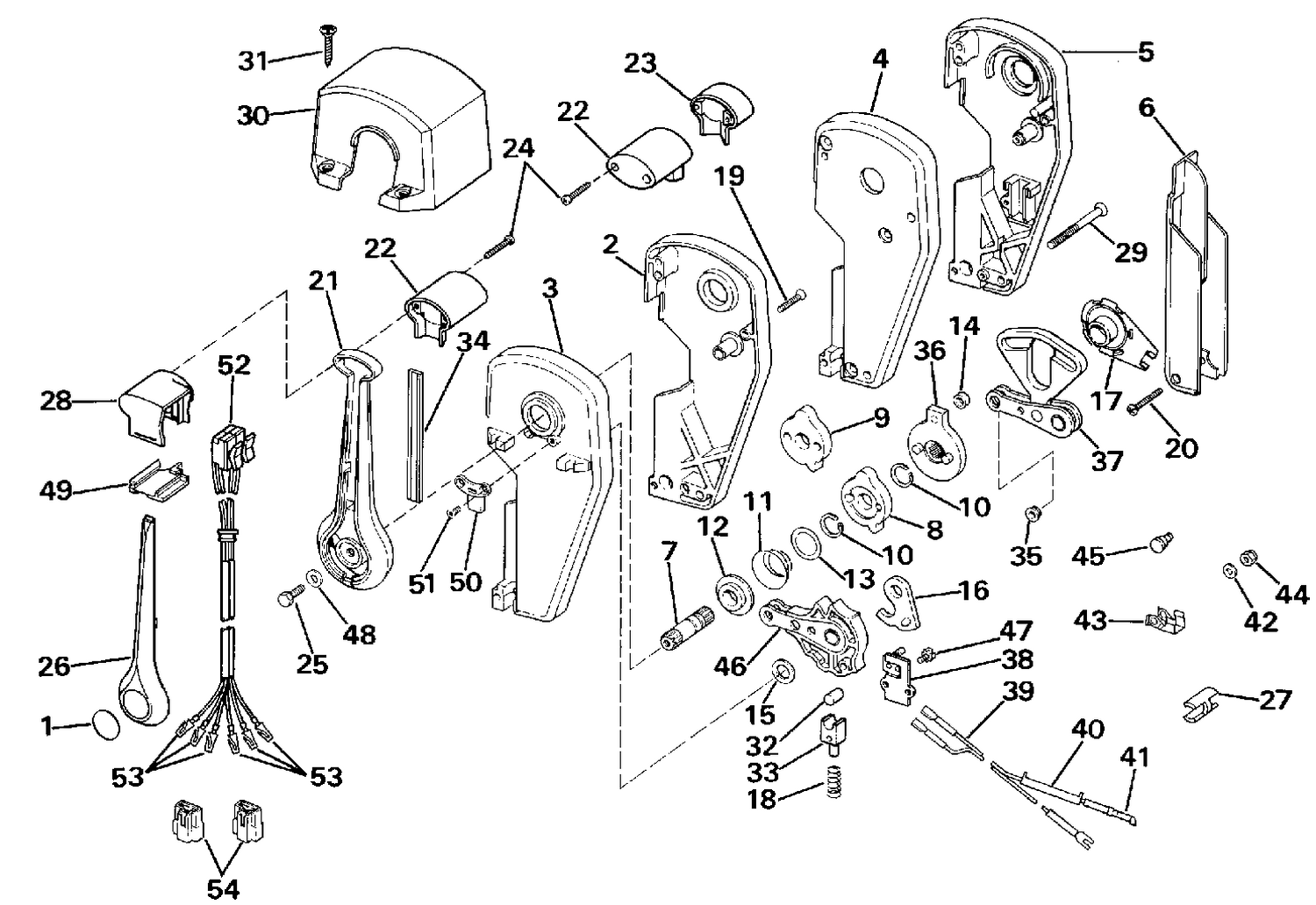 REMOTE CONTROL ASSEMBLY - BINNACLE MOUNT, DUAL LEVER