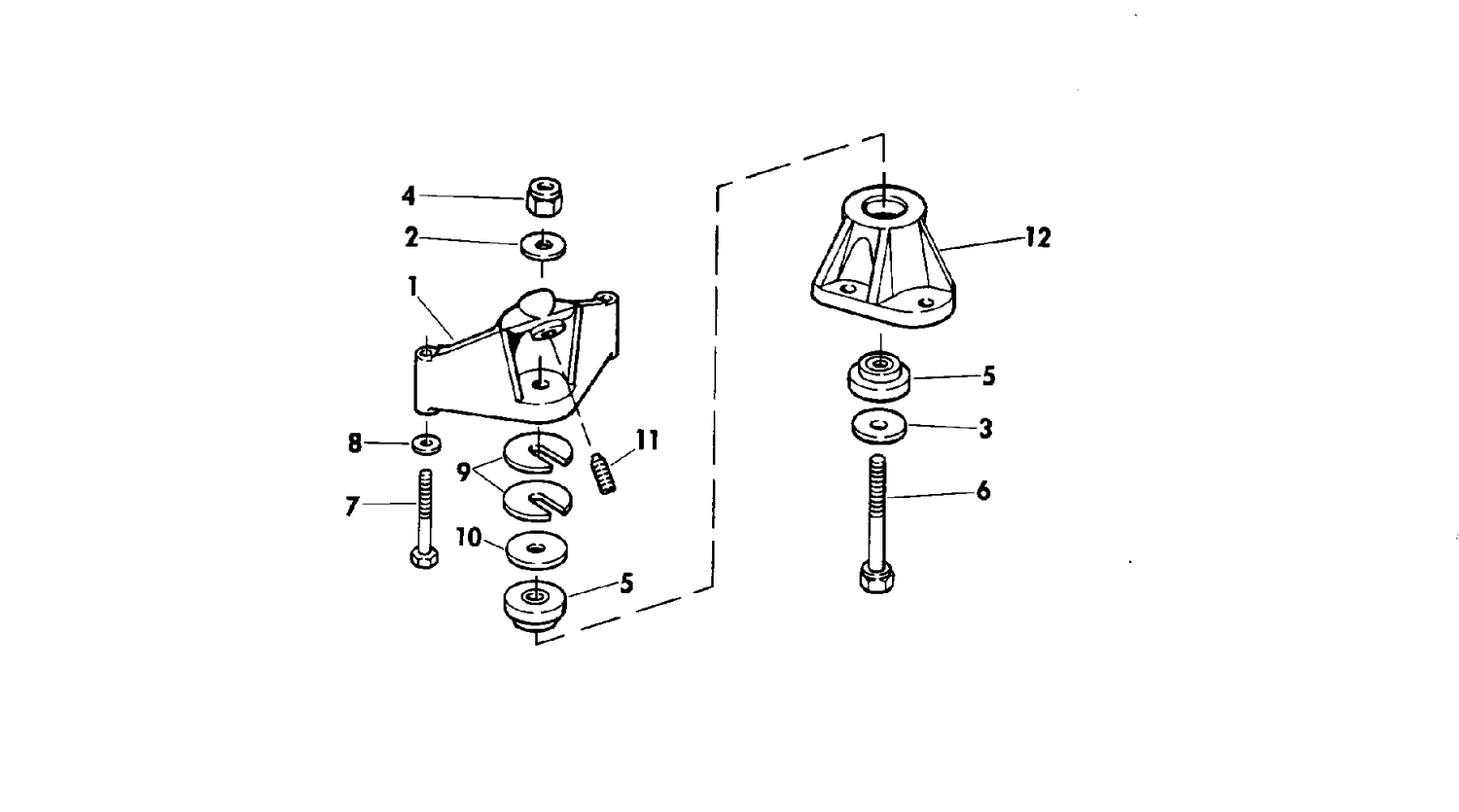 ENGINE MOUNT GROUP 175,190 & 235 HP STERN DRIVE WITH MANUAL