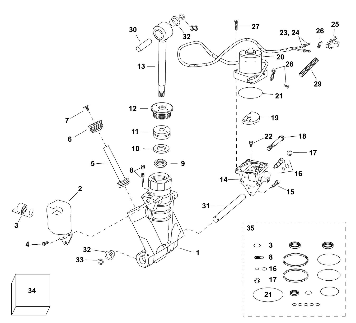 08-1_TRIM & TILT HYDRAULIC ASSEMBLY - All V6 & 25 in. V4 Models