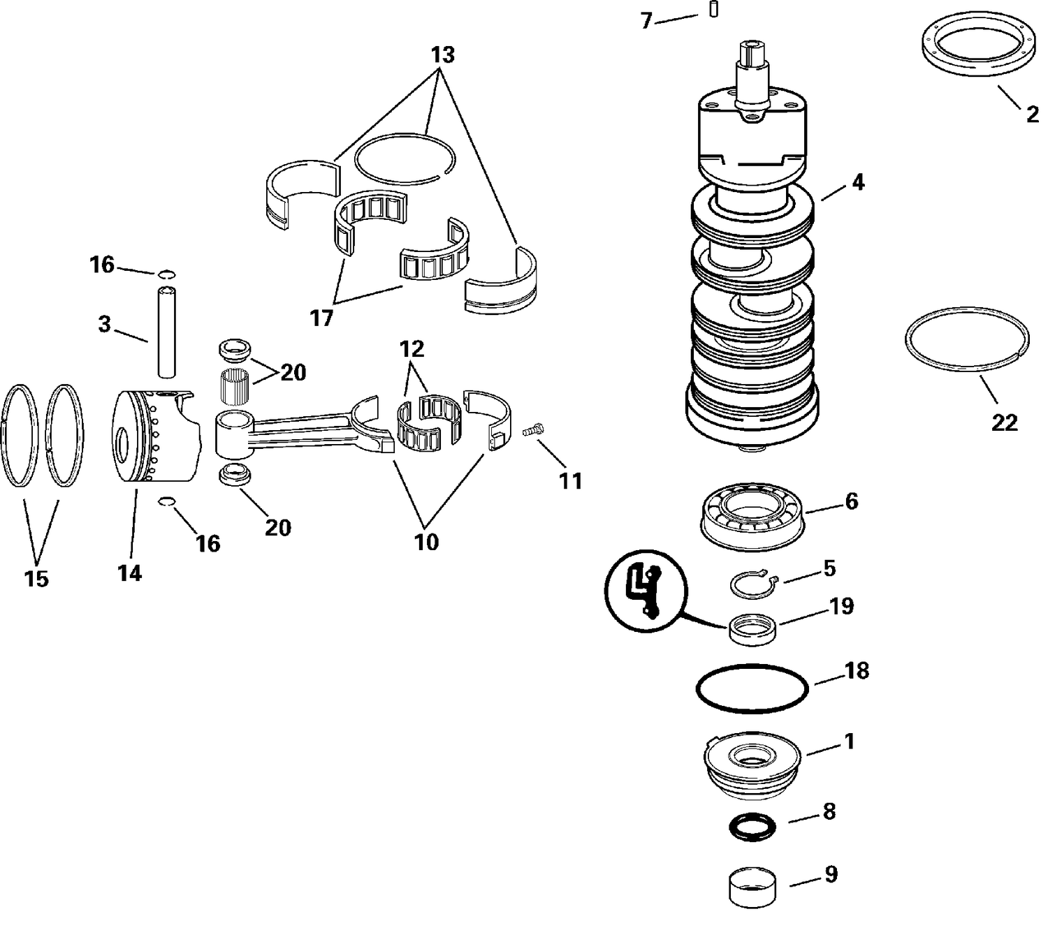 CRANKSHAFT & PISTONS