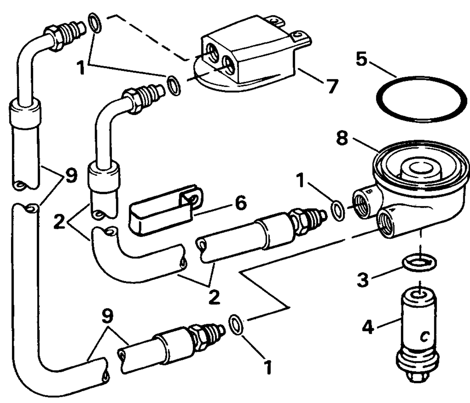REMOTE OIL FILTER KIT 4.3 & 5.7 MODELS