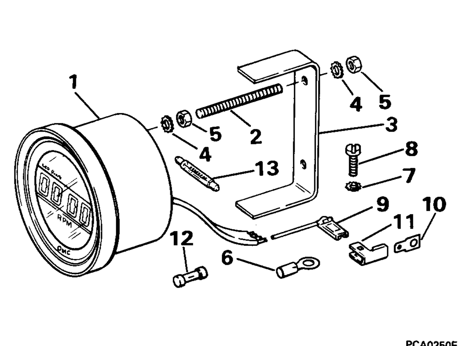 QUARTACH TACHOMETER - FLUSH MOUNT - DIGITAL - NON-PLUG IN