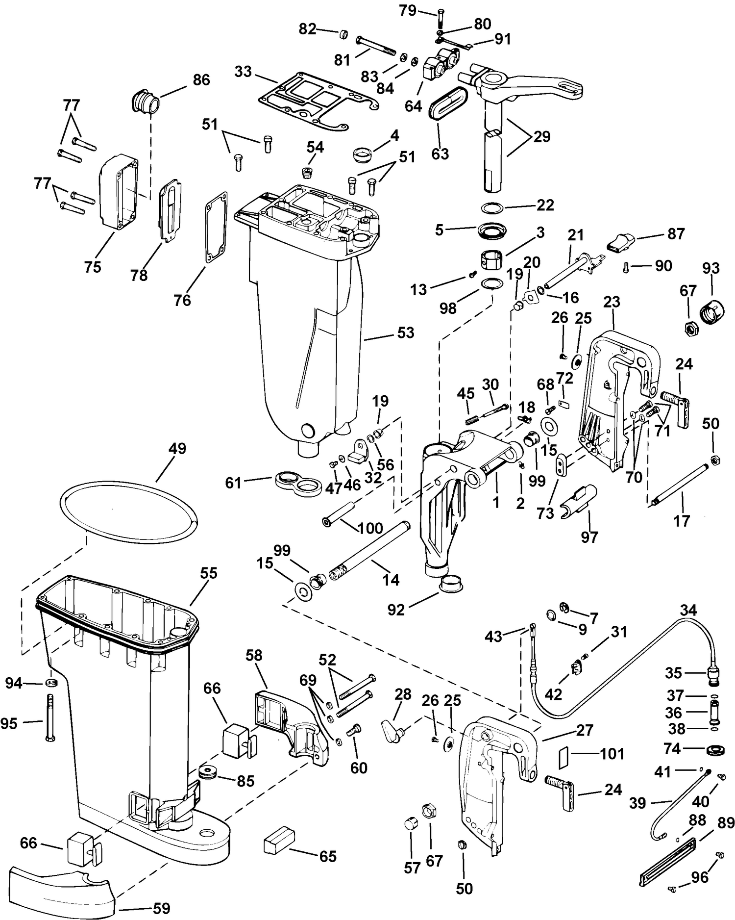 EXHAUST HOUSING & STERN BRACKET