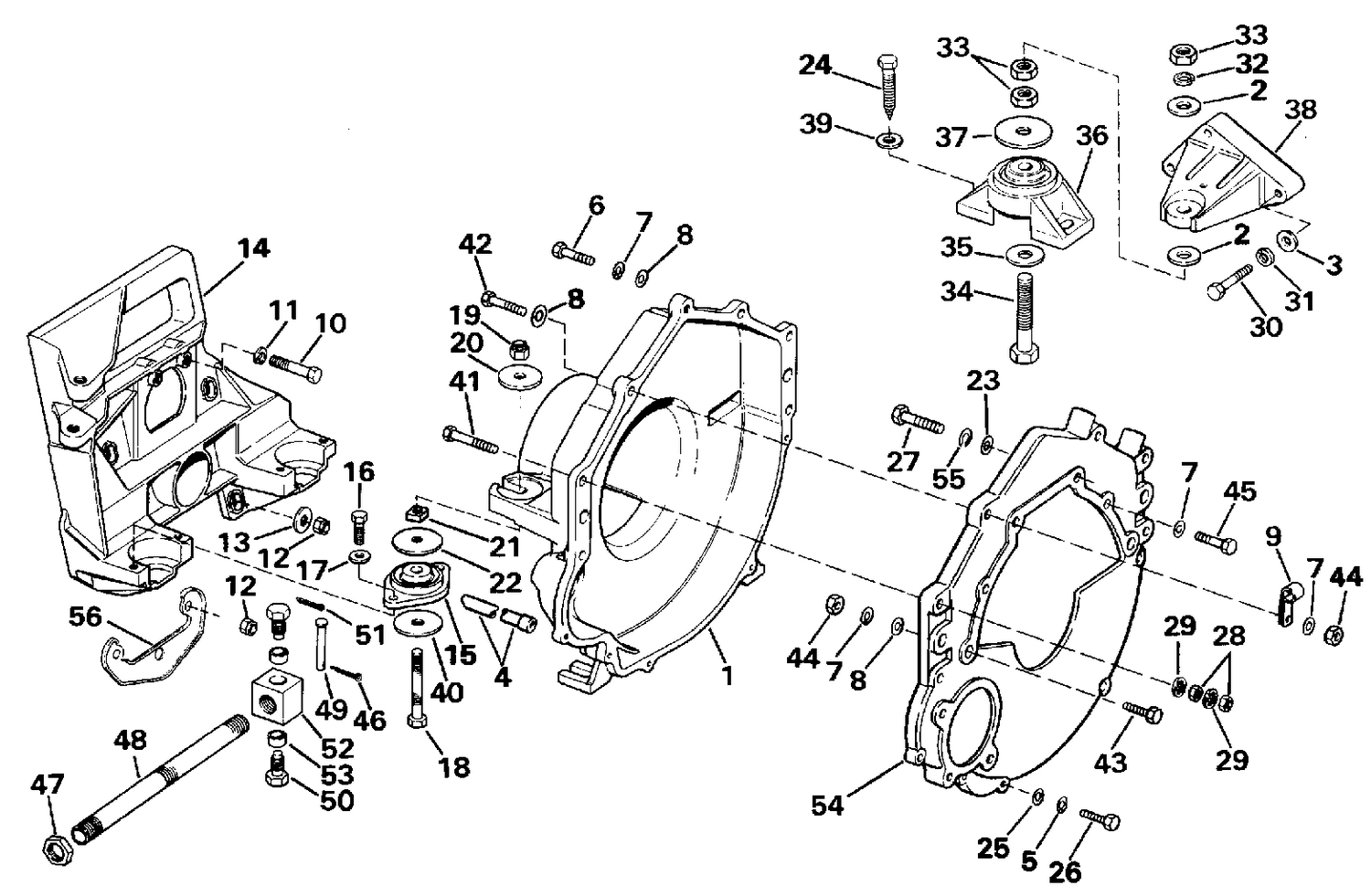 TRANSOM PLATE, FLYWHEEL HOUSING & MOUNTS