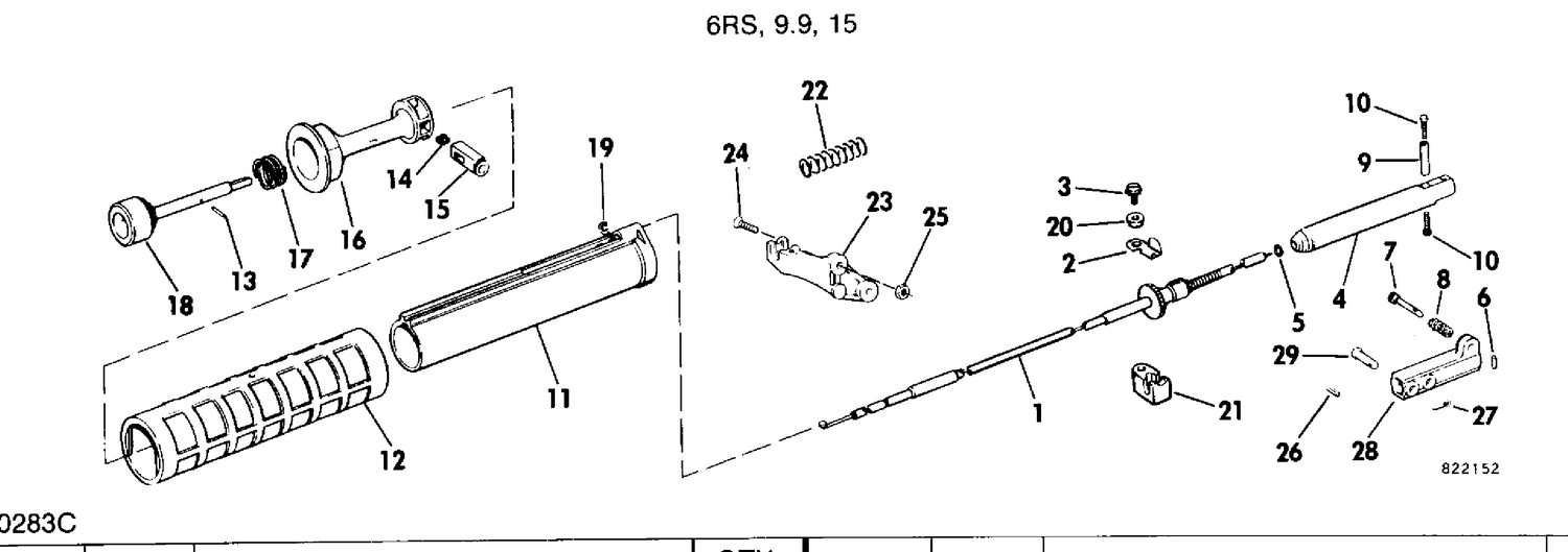 SHIFT HANDLE KIT 6RS, 9.9, 15