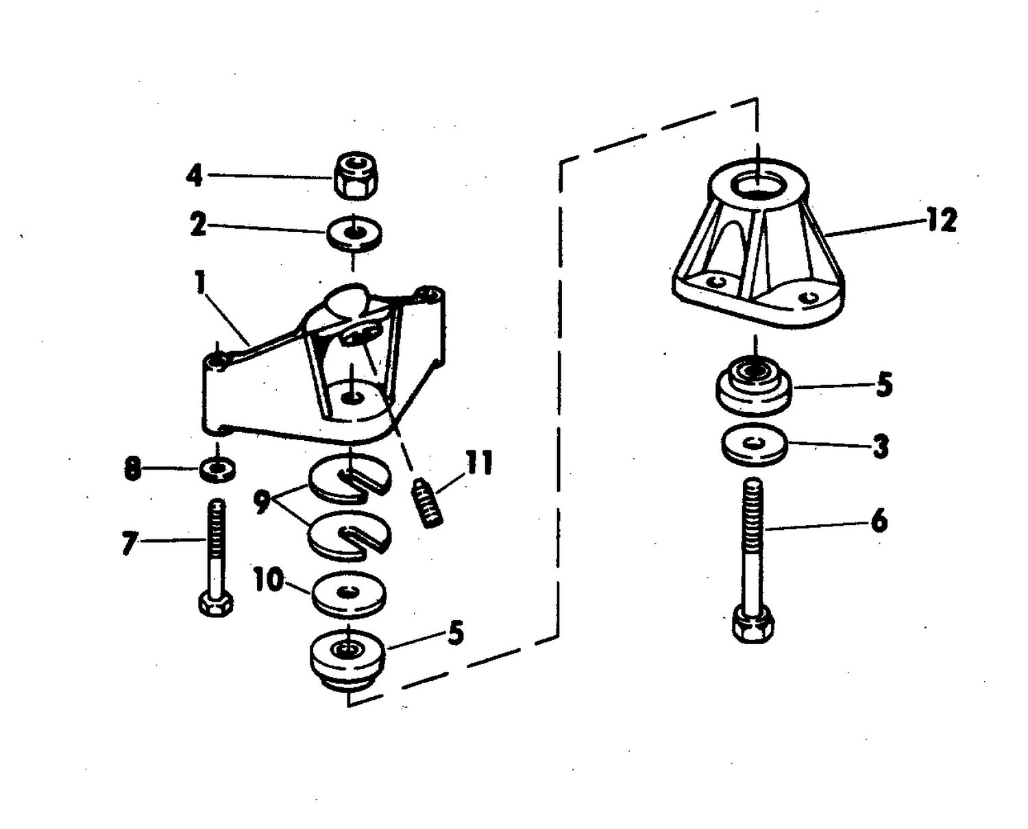 ENGINE MOUNT GROUP 175,190 & 235 HP WITH MANUAL TRIM