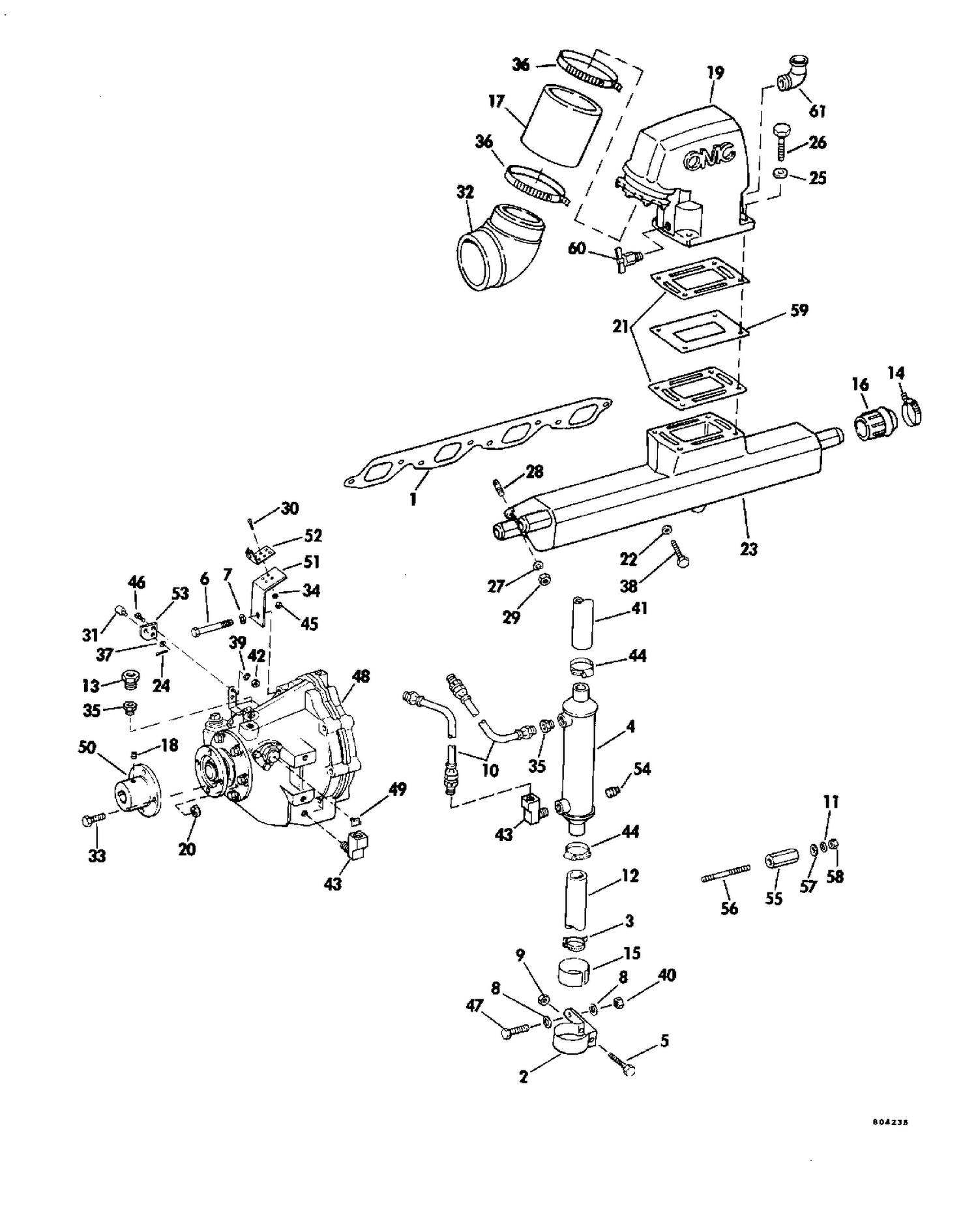 EXHAUST MANIFOLD AND OIL COOLER GROUP DIRECT DRIVE