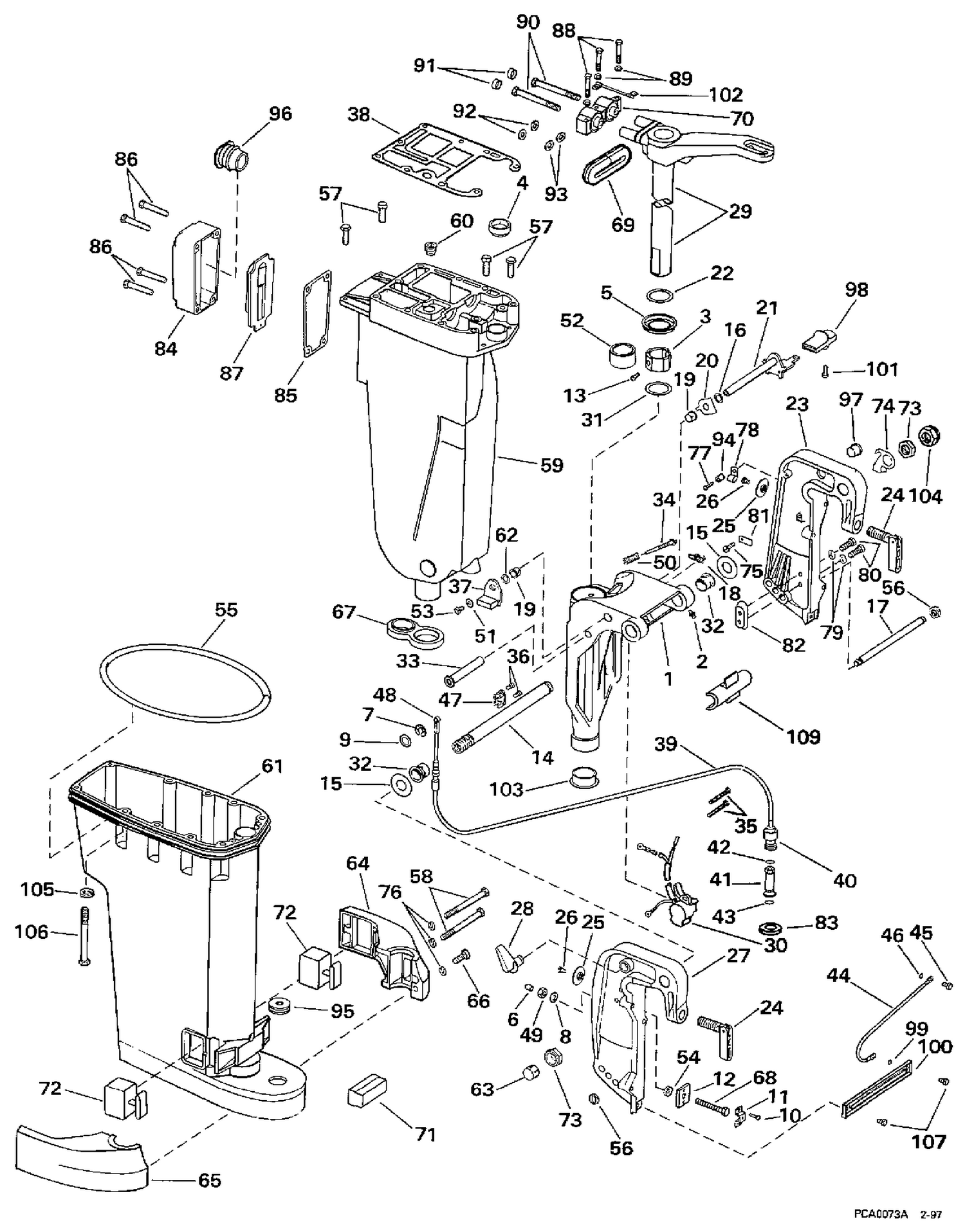 EXHAUST HOUSING & STERN & SWIVEL BRACKET