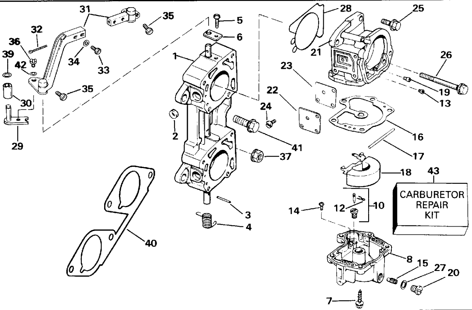 CARBURETOR AND LINKAGE - "S" SUFFIX MODELS
