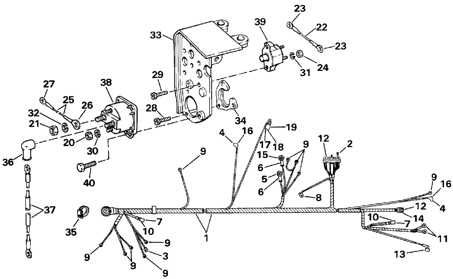 ENGINE WIRE HARNESS & BRACKET - 350 MODELS