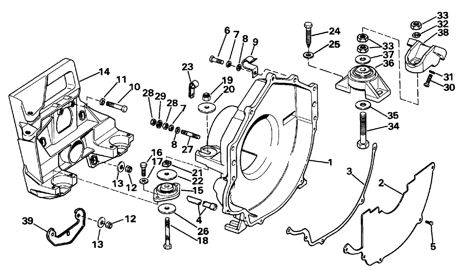 TRANSOM PLATE, FLYWHEEL HOUSING & MOUNTS