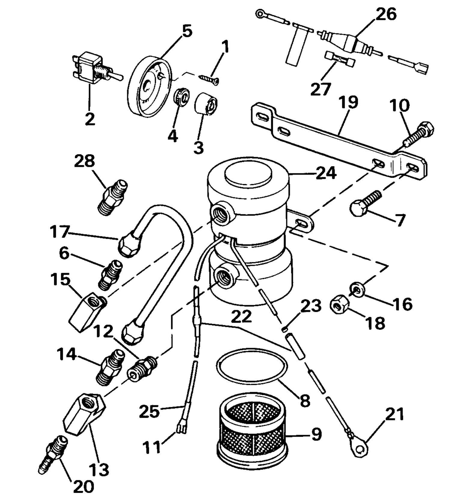ELECTRIC PRIMER PUMP ASSY. V-4, V-6, V-8 & SEA DRIVE