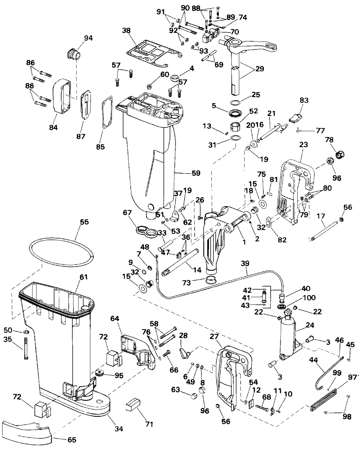 EXHAUST HOUSING & STERN & SWIVEL BRACKET