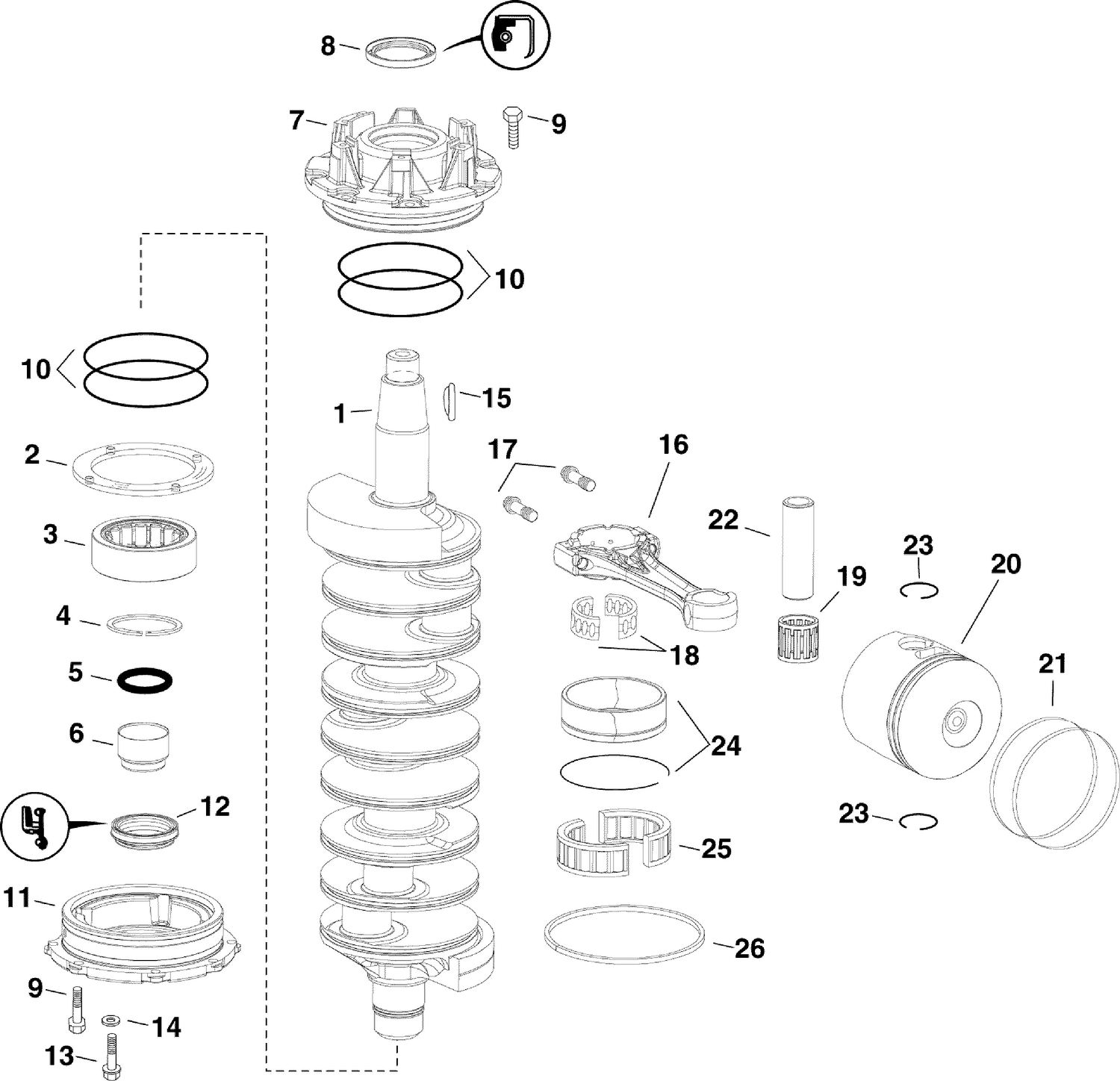CRANKSHAFT & PISTONS