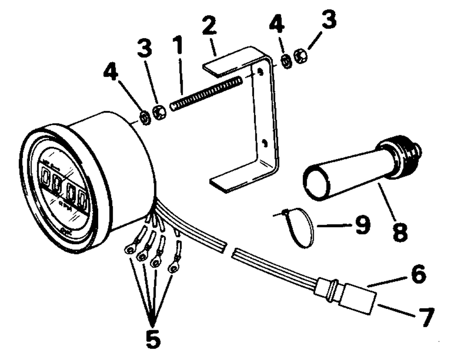 QUARTACH TACHOMETER - FLUSH MOUNT - DIGITAL - PLUG IN