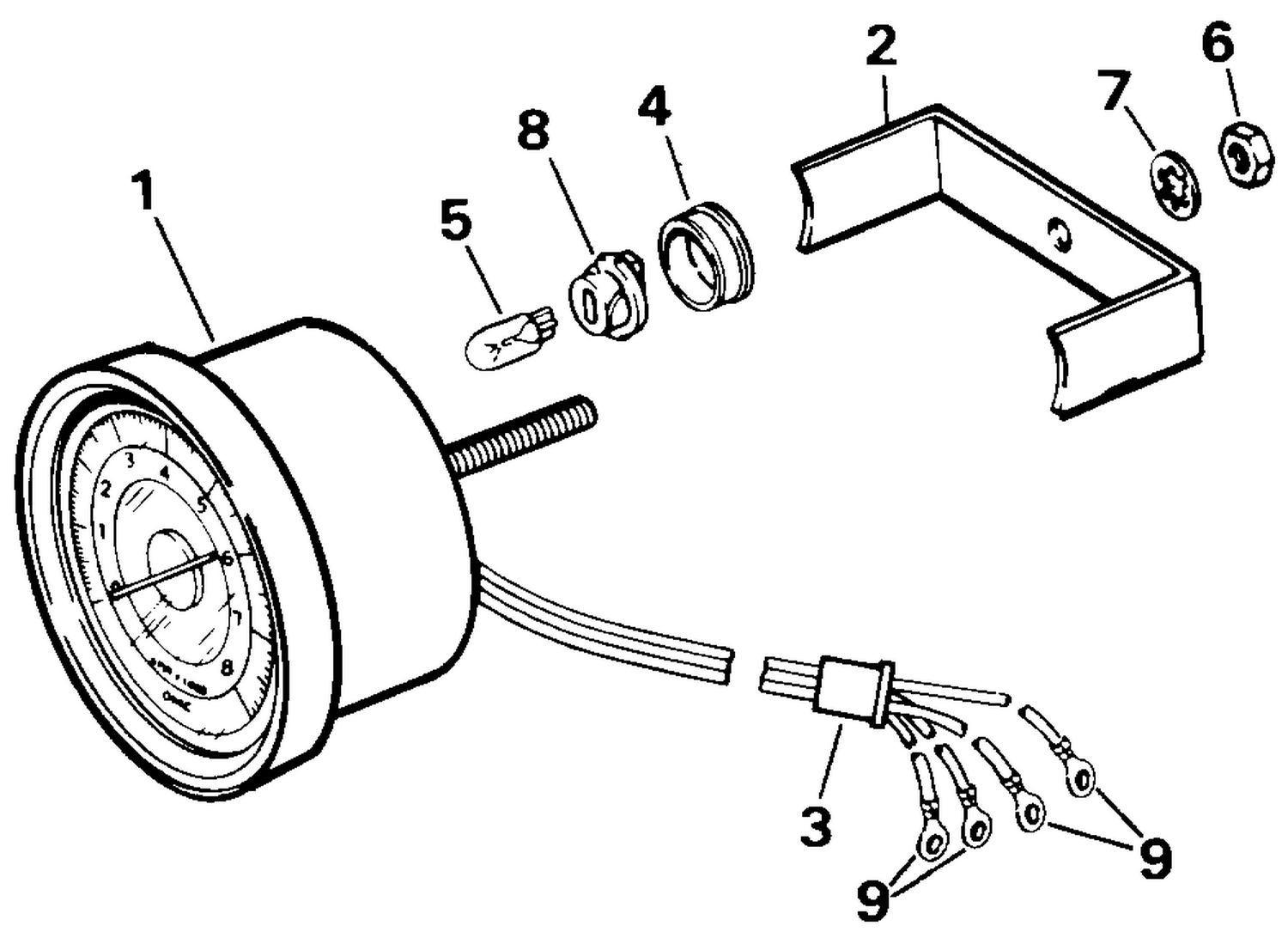 TACHOMETER KIT - FLUSH MOUNT - 7000 RPM - NON-PLUG-IN