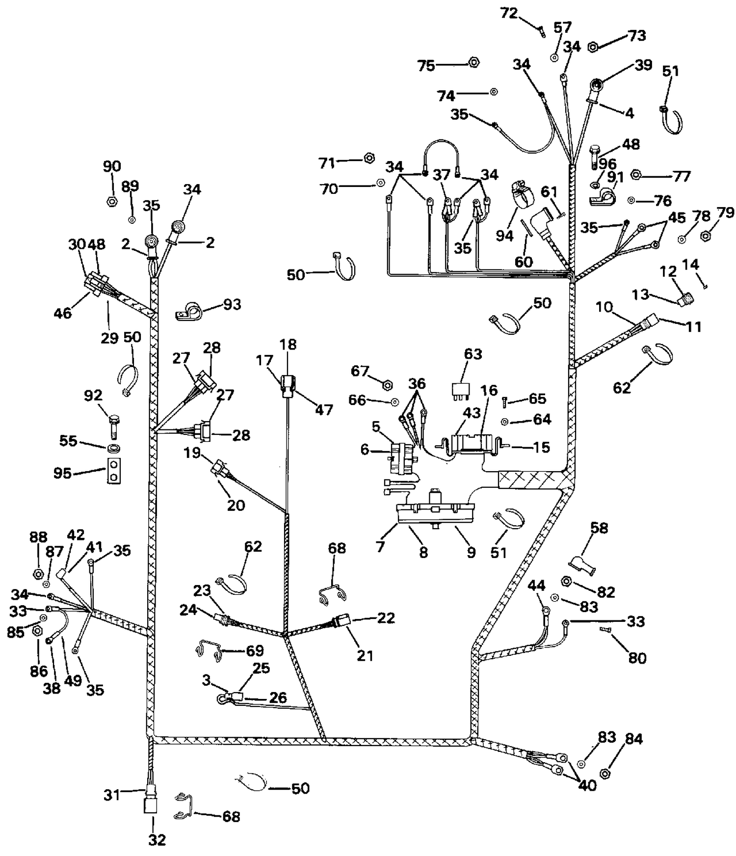 ENGINE HARNESS WITH FASTENERS
