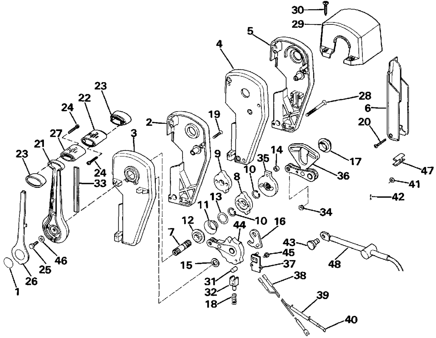 REMOTE CONTROL ASSEMBLY - BINNACLE MOUNT, DUAL LEVER