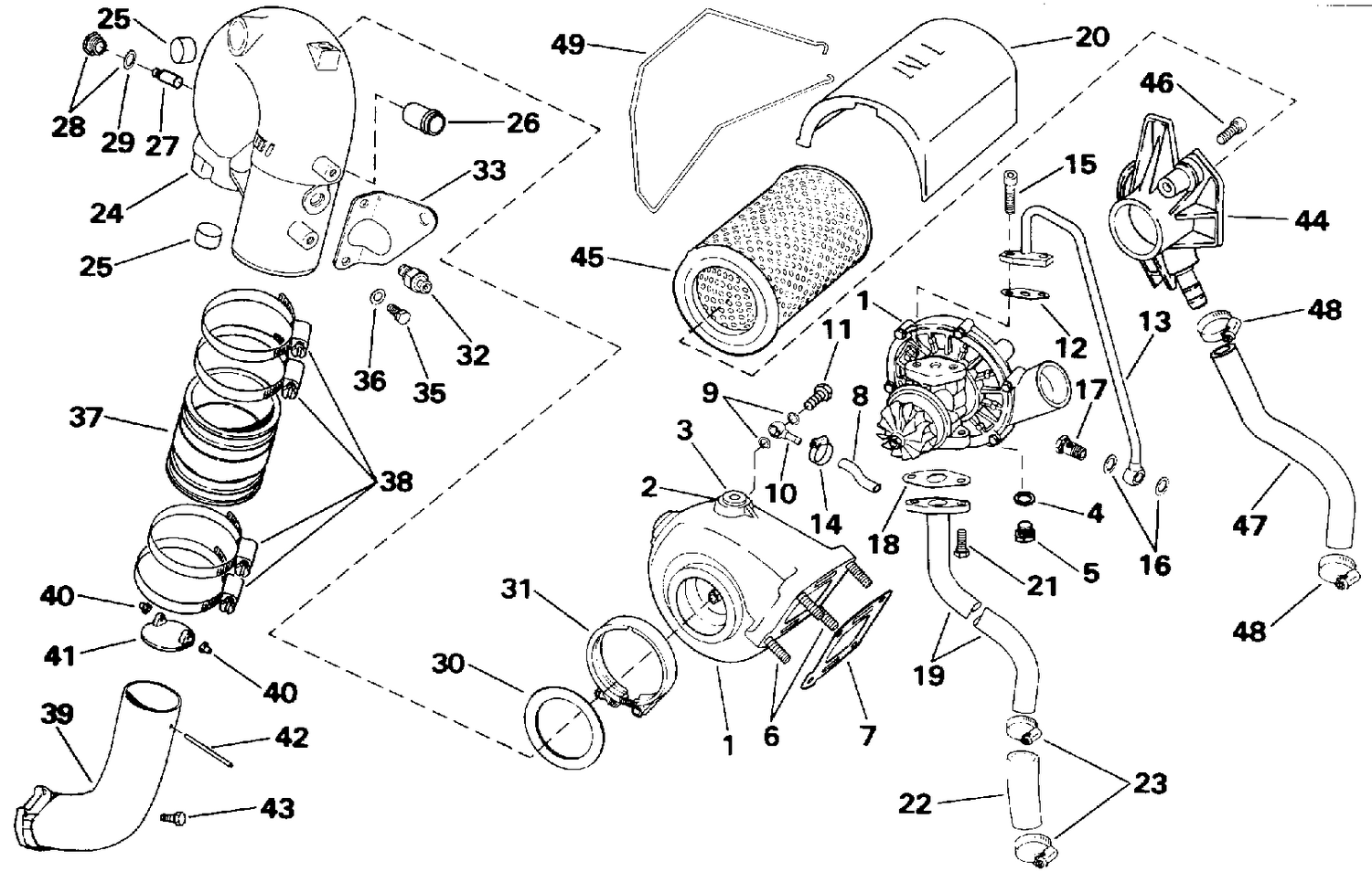 TURBOCHARGER, EXHAUST PIPING & AIR FILTER
