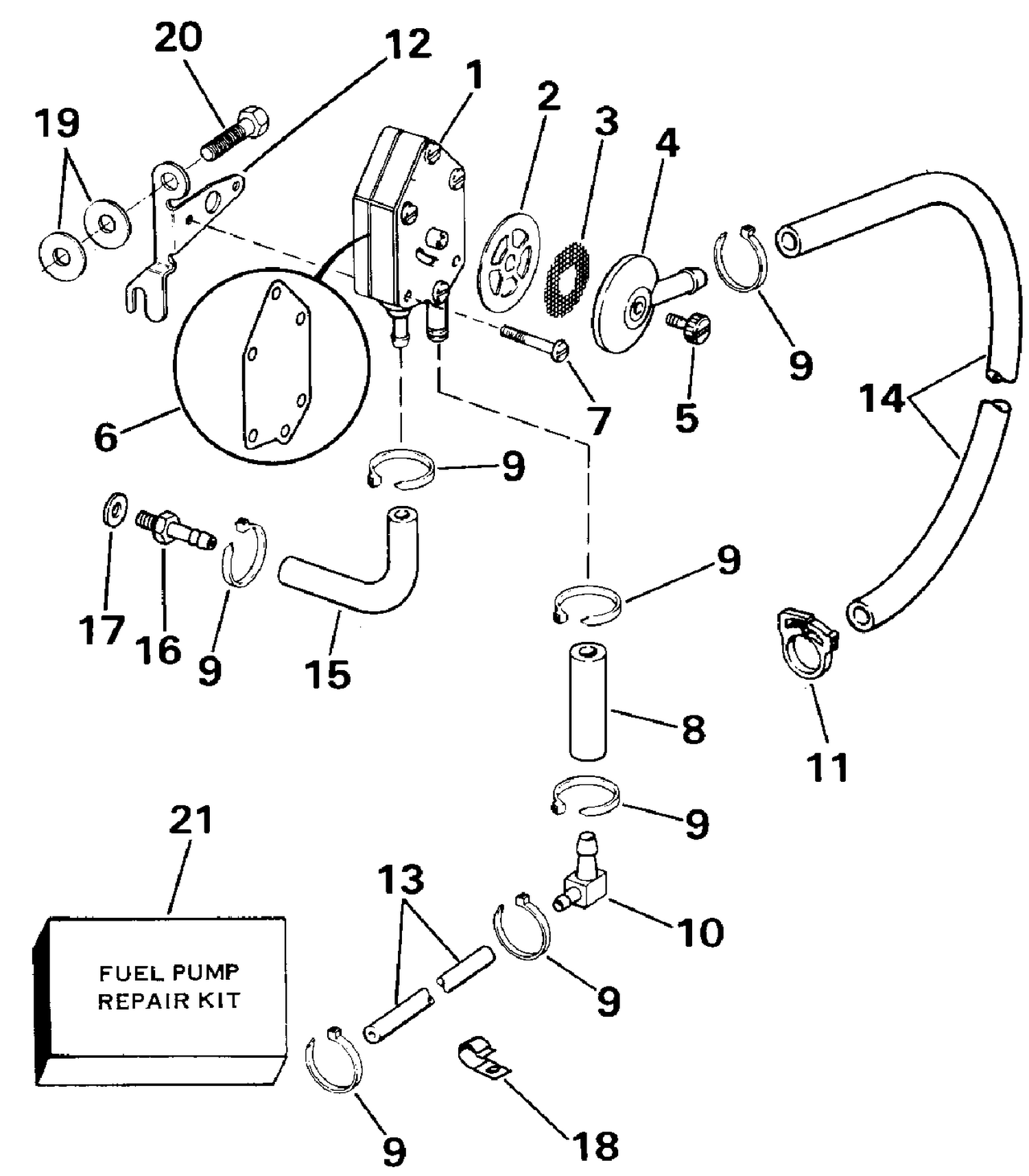 ACCUMIX FUEL PUMP KIT 9.9,15 R AC LIGHT,TE,REM. ELEC. & SAIL