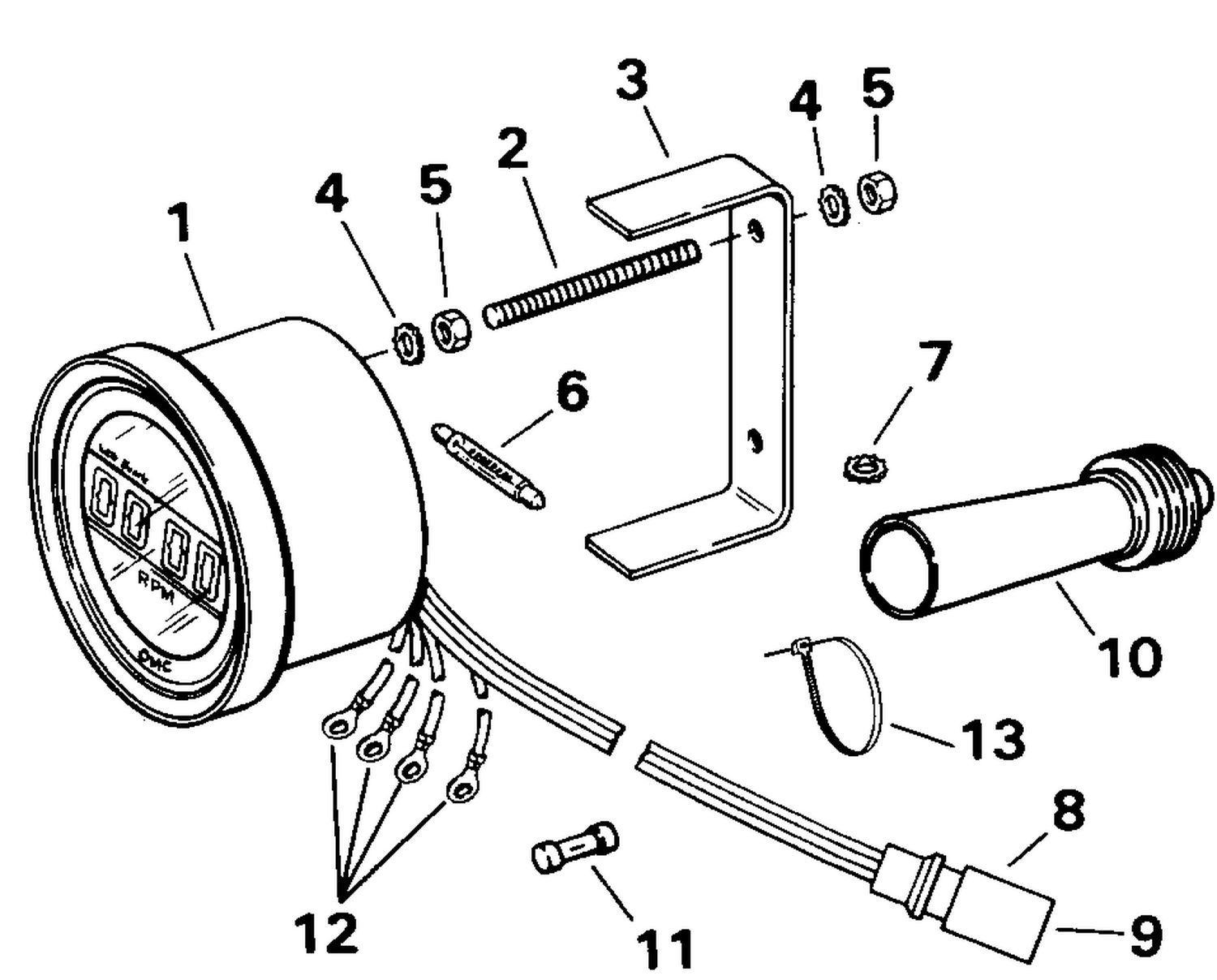 QUARTACH TACHOMETER - FLUSH MOUNT - DIGITAL - PLUG IN