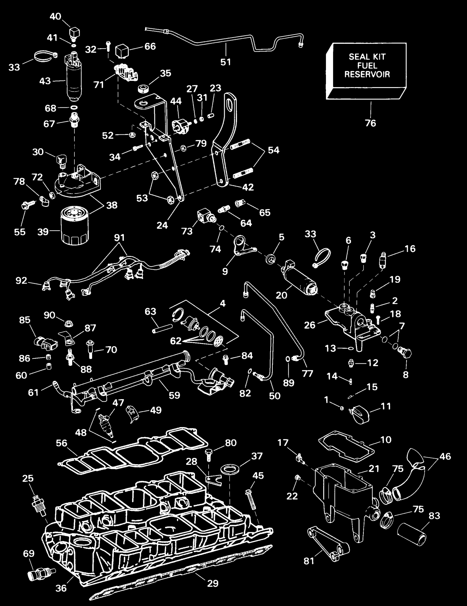 FUEL SYSTEM & LOWER INTAKE MANIFOLD -- 74FJPBY MODELS