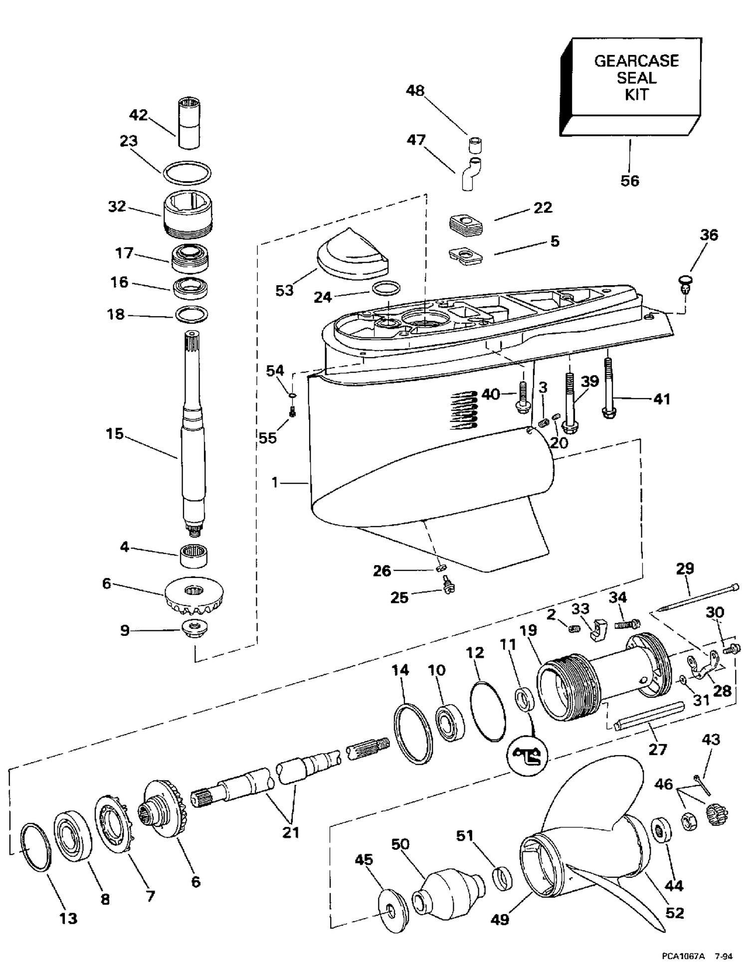 LOWER GEARCASE - SINGLE PROP