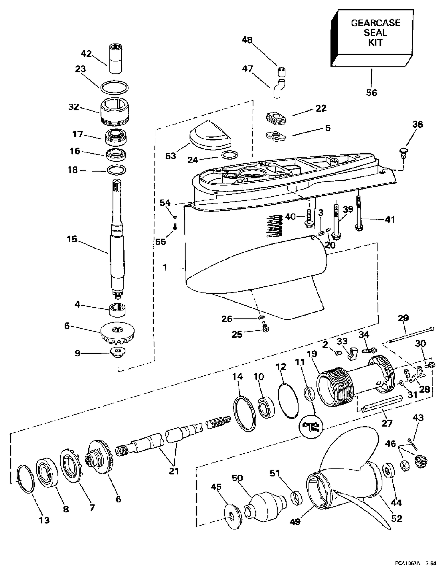 LOWER GEARCASE - SINGLE PROP