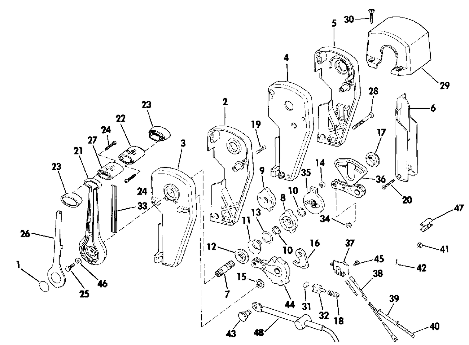 REMOTE CONTROL ASSEMBLY - BINNACLE MOUNT, DUAL LEVER