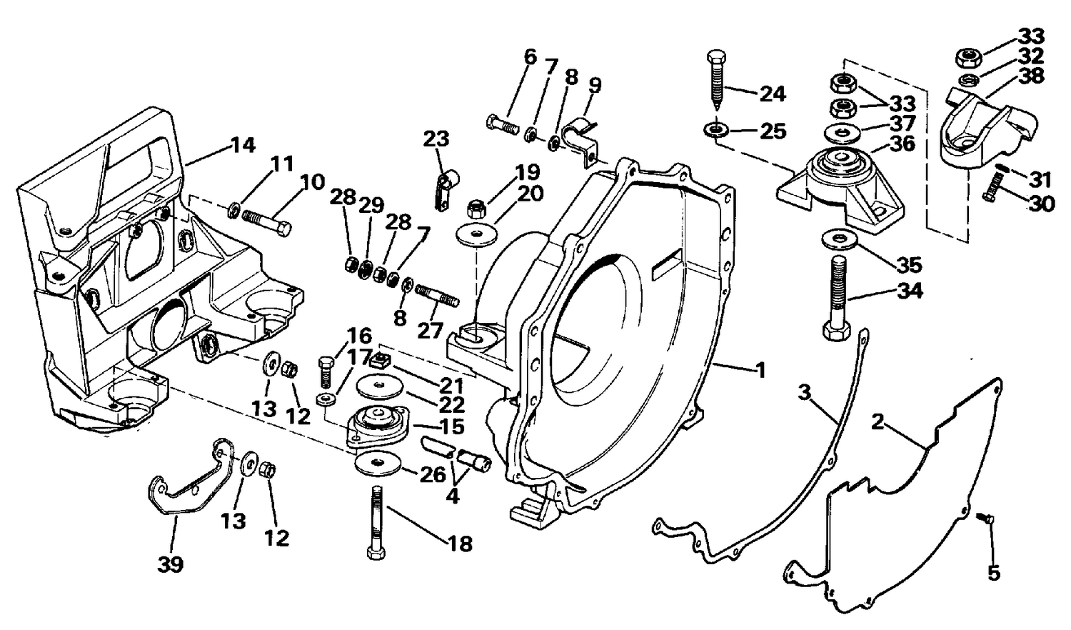 TRANSOM PLATE, FLYWHEEL HOUSING & MOUNTS