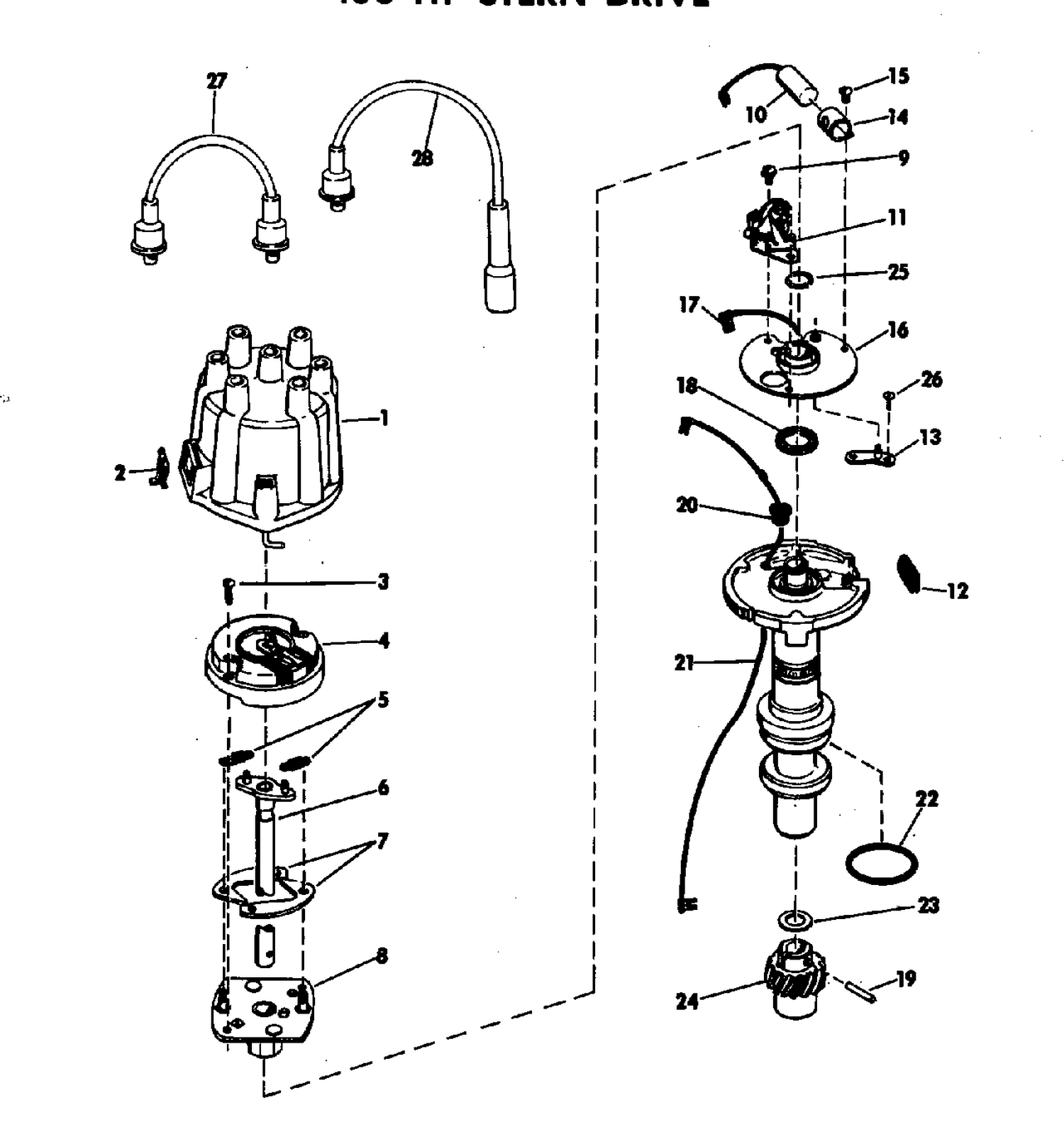 DISTRIBUTOR GROUP 155 HP STERN DRIVE