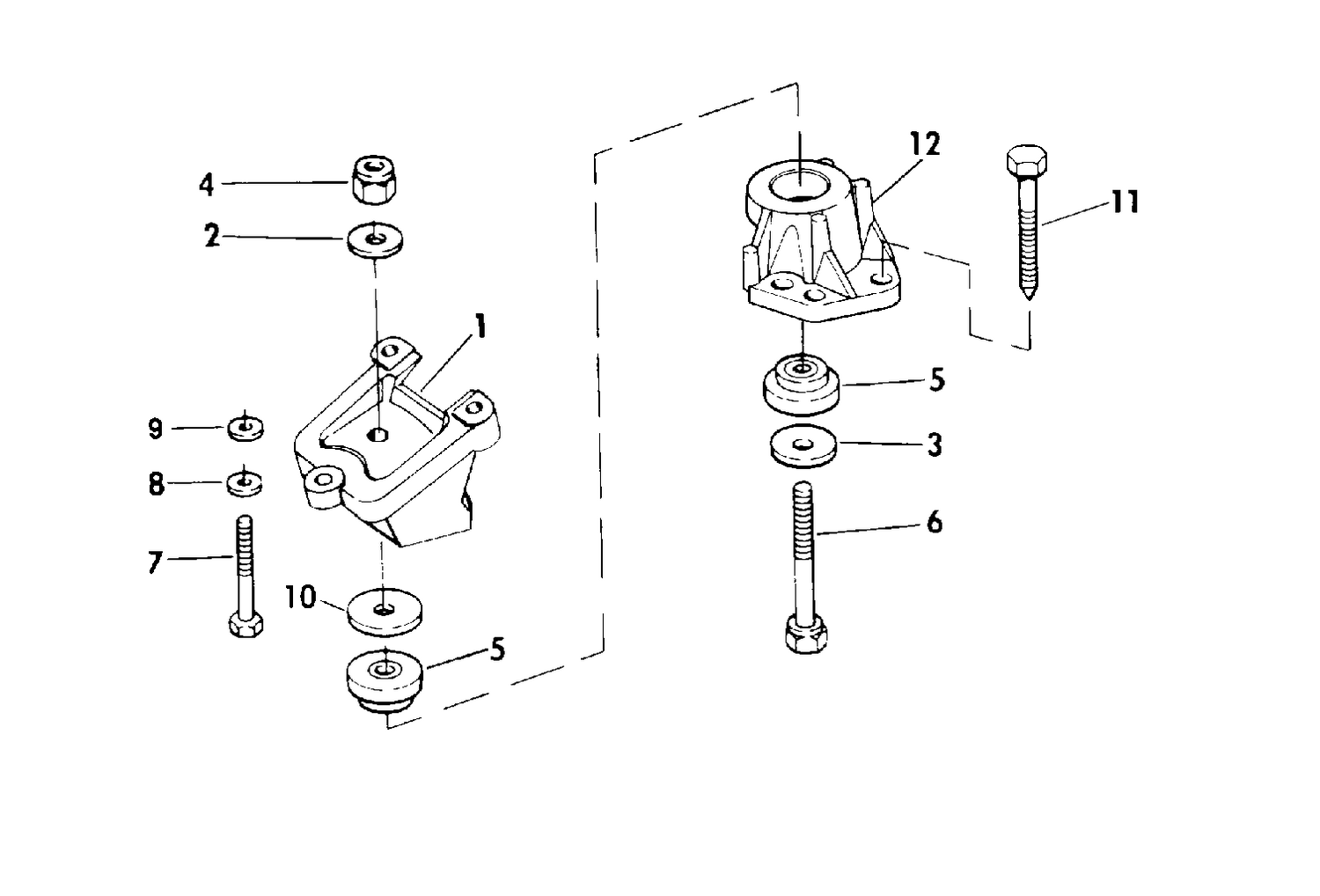 ENGINE MOUNT GROUP 185-200-230-260 PRE-SET TRIM MODELS