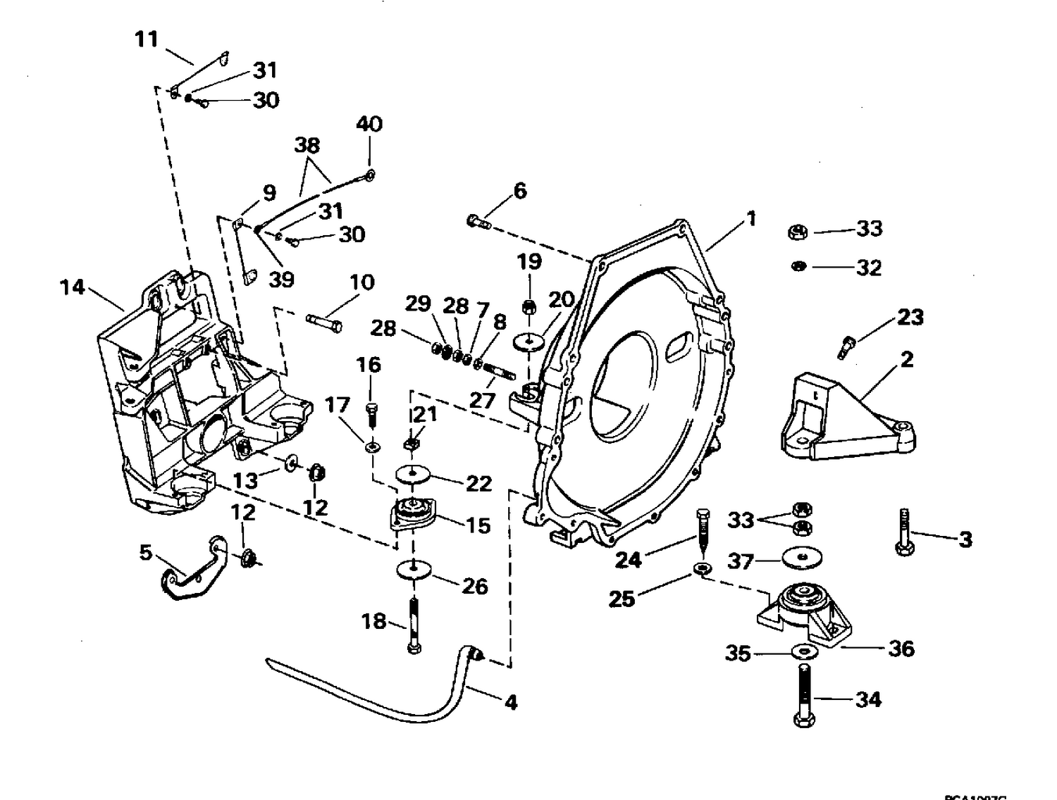 TRANSOM PLATE, FLYWHEEL HOUSING & MOUNTS