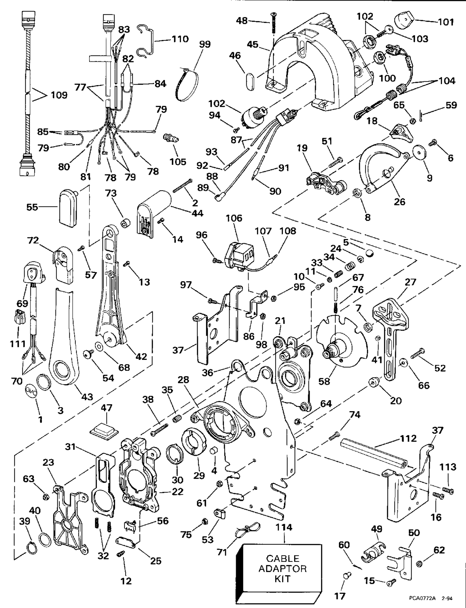 REMOTE CONTROL - BINNACLE - SINGLE LEVER - PREWIRED